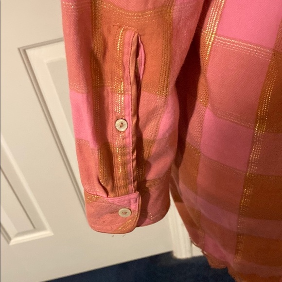 Victoria Secret  Small Petite Stylish Pink and Brown Plaid Button-Up Night Shirt - Picture 7 of 10